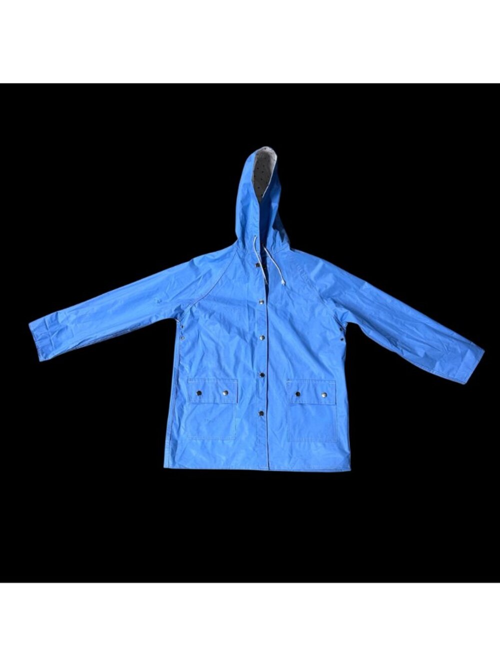 Vintage Girls Reversible Hooded Raincoat Jacket White Heart Blue 80s Size Large - Picture 4 of 13